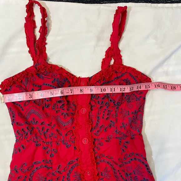 Red & Navy Embroidered Dress - Picture 4 of 5